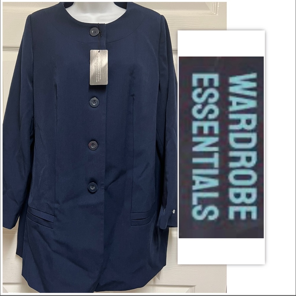 Wardrobe Essentials Navy Button Up Career Jacket
